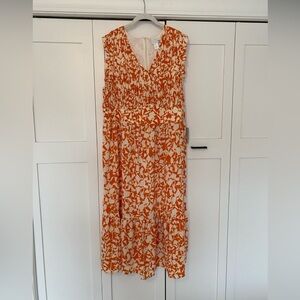 London Times Smocked Detail MIDI dress